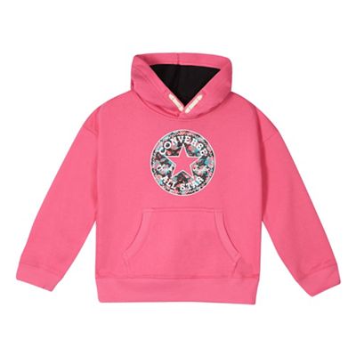 Girls' pink printed hoodie